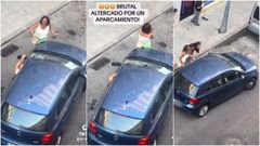 Tres momentos extra�dos del v�deo que circula por las redes del altercado.