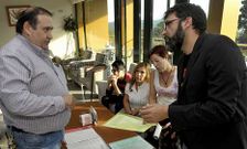Ismael L�pez y Juan Fajardo ayer en el encuentro. 