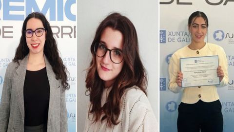 De izquierda a derecha,�Eva Sanmart�n,�Andrea Amenedo y�Xiana P�rez que fueron reconocidas por la Xunta con el premio fin de carrera en el curso 2023/24.