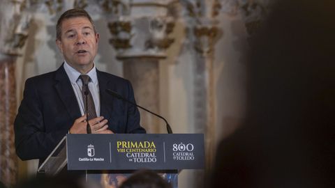 El presidente de Castilla-La Mancha, Emiliano Garca-Page, interviniendo en la presentacin de la exposicin conmemorativa del VIII Centenario de la Catedral de Toledo