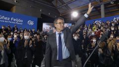 El presidente de la Xunta, N��ez Feijoo, el d�a del acto de presentaci�n de su candidatura a liderar el PP