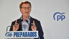 El presidente del Partido Popular, Alberto N��ez Feijoo, interviniendo hoy en la Junta Directiva Regional del PP de Murcia.