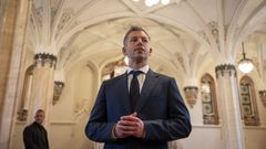 P�ter Magyar durante la visita de prensa en el Castillo de Budapest
