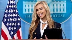 Katie Zacharia durante su primera y �ltima rueda de prensa como secretaria de prensa de la Casa Blanca.