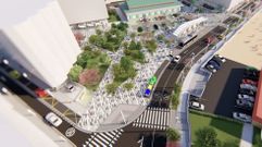 Recreaci�n idealizada de la reforma de la r�a Areal en Portonovo