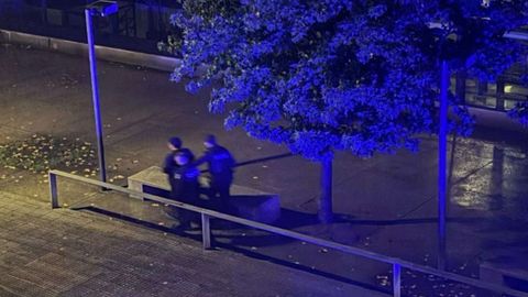 Agentes de la Polic�a Nacional llev�ndose a uno de los detenidos tras la persecuci�n