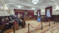 En la imagen, la sesi�n plenaria de esta tarde, cuando el debate se dispon�a a comenzar y la oposici�n todav�a no hab�a abandonado las dependencias municipales en solidaridad con los bomberos.