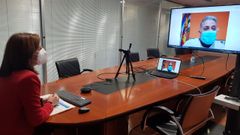 Un momento del encuentro por v�a digital entre la conselleira de Medio Ambiente, Territorio e Vivenda, �ngeles V�zquez, y el alcalde de Quiroga, Julio �lvarez