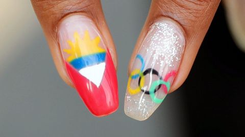 Las u�as de la atleta Priscilla Frederick, de Antigua y Barbuda.