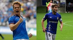 Susaeta y Jon Erice con la camiseta del Oviedo