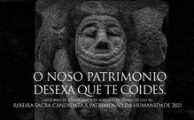 Una de las im�genes de esta campa�a, con una figura humana tallada en piedra que parece tapada con una mascarilla