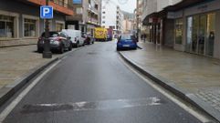 Punto aproximado de salida del futuro paso subterr�neo de la calle Madrid, en Sanxenxo