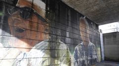 El mural del viaducto frente a San Pedro de Mezonzo
