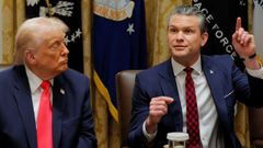 Pete Hegseth, durante su comparecencia del martes junto al presidente Donald Trump