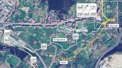 Mapa de conexin de los distintos ncleos de Vilarrods, en Arteixo.