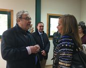 Fontoira, ayer, charlando con Silva, tras el homenaje al primero. 