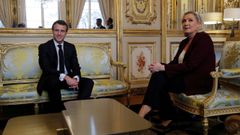 Macron y Le Pen, en una reunin en el Elseo en febrero del 2019