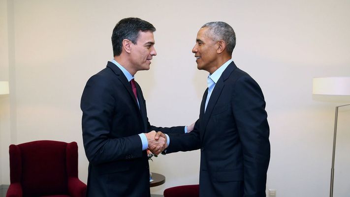 Encuentro entre el expresidente de Estados Unidos Barack Obama y el presidente del Goberno espa&ntilde;ol, Pedro S&aacute;nchez