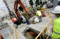 Obras en Matogrande para la conexi�n de la red de saneamiento. 