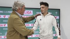 Ansede y Nico Serrano el pasado enero en la presentacin del jugador en A Malata.