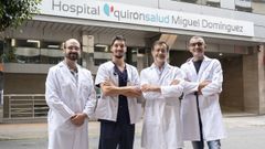 El equipo de la nueva unidad del dolor del Hospital Quironsalud Miguel Dom�nguez de Pontevedra: Guillermo Petinal, Lucas Paseiro, Evaristo Mosquera y �scar Alonso