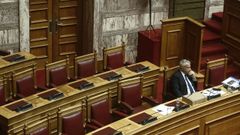 El ministroMakis Voridis en el Parlamento griego