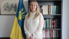 Yulia Sokolovska, el pasado mi�rcoles, en el consulado de Ucrania en A Coru�a, en la calle Juana de Vega
