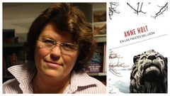 Retrato de la escritora noruega Anne Holt, autora de �En las fauces del le�n�. A la derecha, portada del libro de la colecci�n de intriga que promueve La Voz