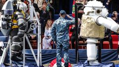 Meloni, en una imagen de este martes en un desfile militar