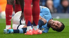 Rodri Hernández.Rodri Hernández, centrocampista del Manchester City, cae lesionado frente al Arsenal