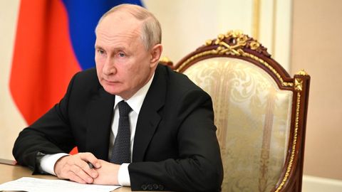 El presidente de Rusia, Vladimir Putin, en una conferencia por v�deo con miembros de su Gobierno.
