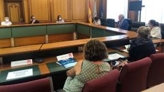 El alcalde, a la derecha, durante su intervenci�n en el consejo municipal de salud