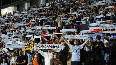 Aficionados del Celta, en uno de los anteriores duelos europeos de esta temporada en Bala�dos.