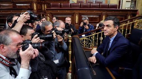 El presidente del Gobierno en funciones, Pedro S�nchez,el 3 de diciembre al inicio de la sesi�n constitutiva del Congreso de los Diputados