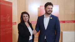 La portavoz del Grupo Socialista en el Congreso, Adriana Lastra, y el portavoz de ERC en el Congreso, Gabriel Rufi�n, en una imagen de archivo