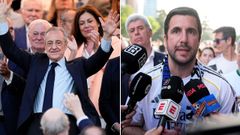 Florentino P�rez, a la izquierda, y Enrique Riquelme, a la derecha, candidatos a la presidencia del Real Madrid