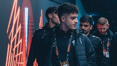 El jugador del Celta Hugo �lvarz, antes de un partido de Europa League.