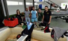 El equipo de investigadores reunido el martes en el aula de pesca de Fisterra.