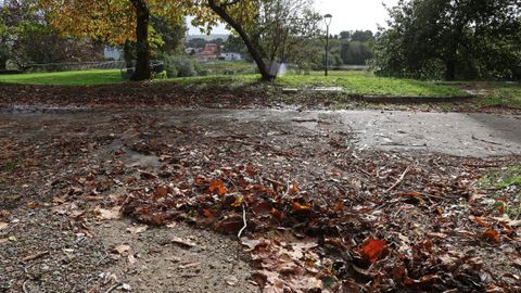 El viento y la lluvia dejaron muchas calles de Ribeira llenas de hojas