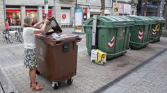 Contenedores de residuos en una calle del centro de Pontevedra
