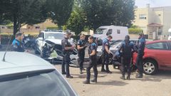 Momento de la colisi�n entre el veh�culo perseguido y coches de polic�a en Vigo