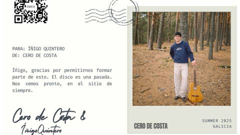 quintero.La postal del cantante, igo Quintero, en su colaboracin con la firma gallega