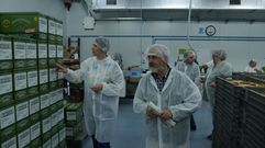 Ana Pont�n, acompa�ada por el director de la empresa, en su visita a Galletas Daveiga