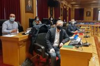 Los diputados provinciales del PSOE siguieron la sesi�n desde el sal�n de plenos pese a que la convocatoria era telem�tica