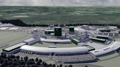 Recreaci�n de la planta que Altri proyectaba en la localidad de Palas de Rei, descartada por la Xunta