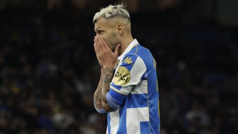 Stoichkov se lamenta durante un lance del partido entre el Deportivo y el Granada. 