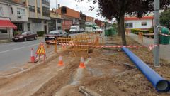 Vista de los trabajos cerca de la calle que va hacia el mercado ganadero