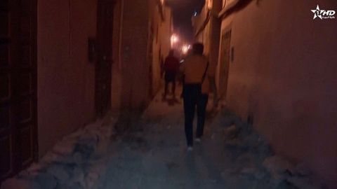 Poblaci�n escapando durante el terremoto