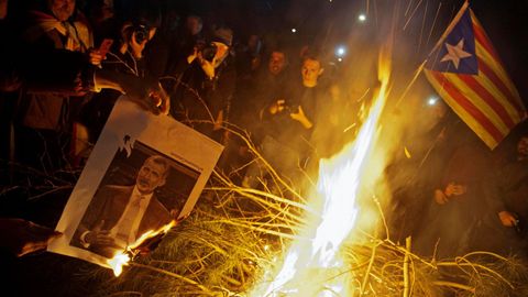 Disturbios durante las protestas en Girona
