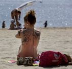 Jornada de sol ayer en la playa de Oza, en A Coru�a. 